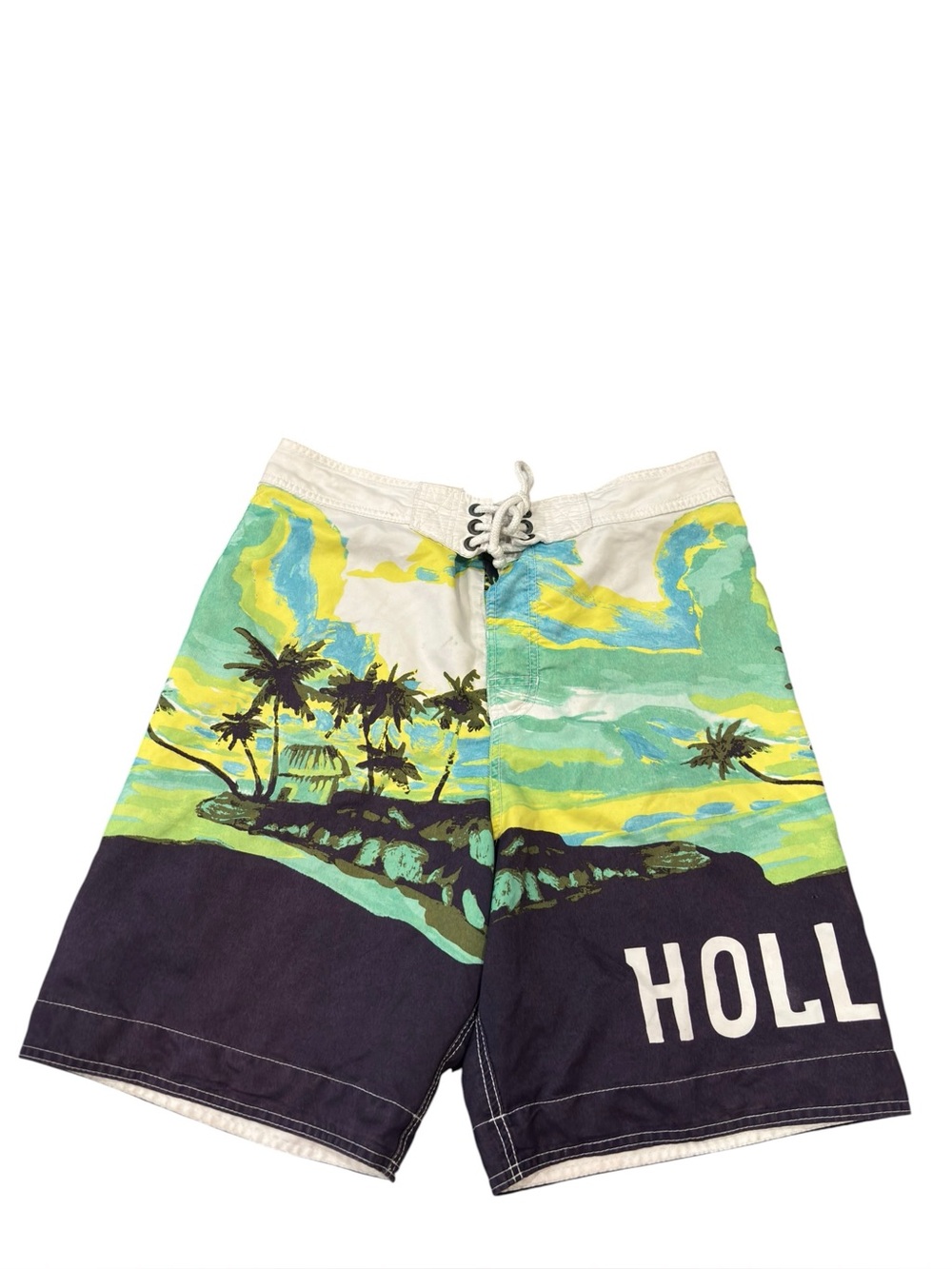 Hollister Men’s Large Board Shorts Swim Trunks Tropical Palm Tree Surf Beach L